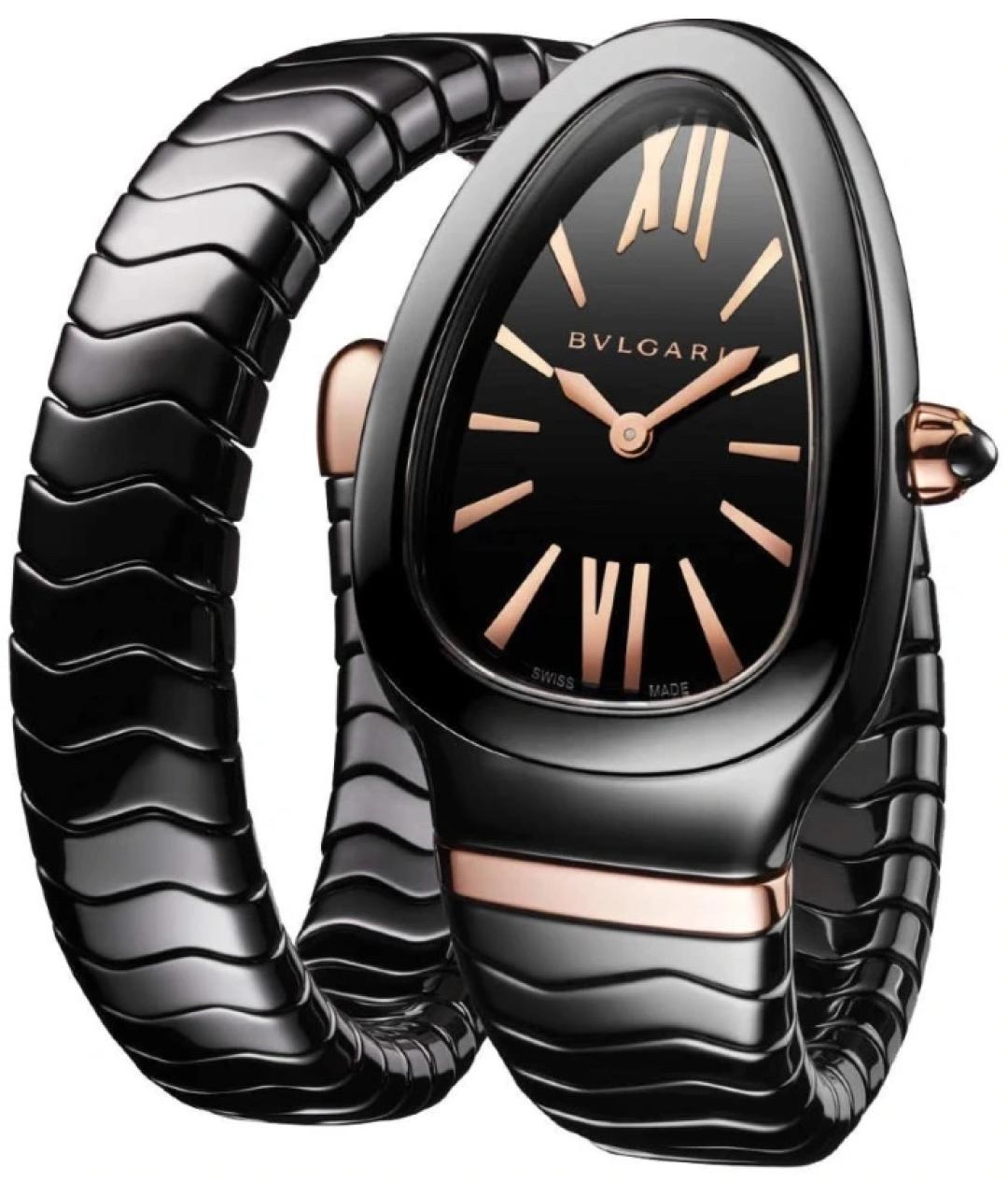 BVLGARI Черные часы из розового золота, фото 6
