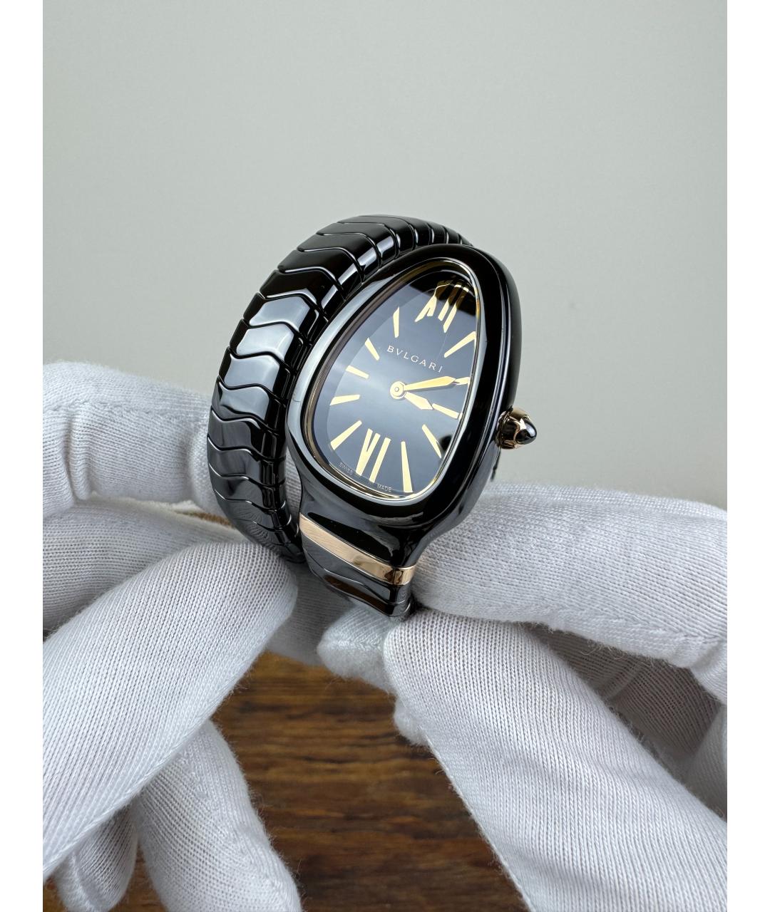 BVLGARI Черные часы из розового золота, фото 2