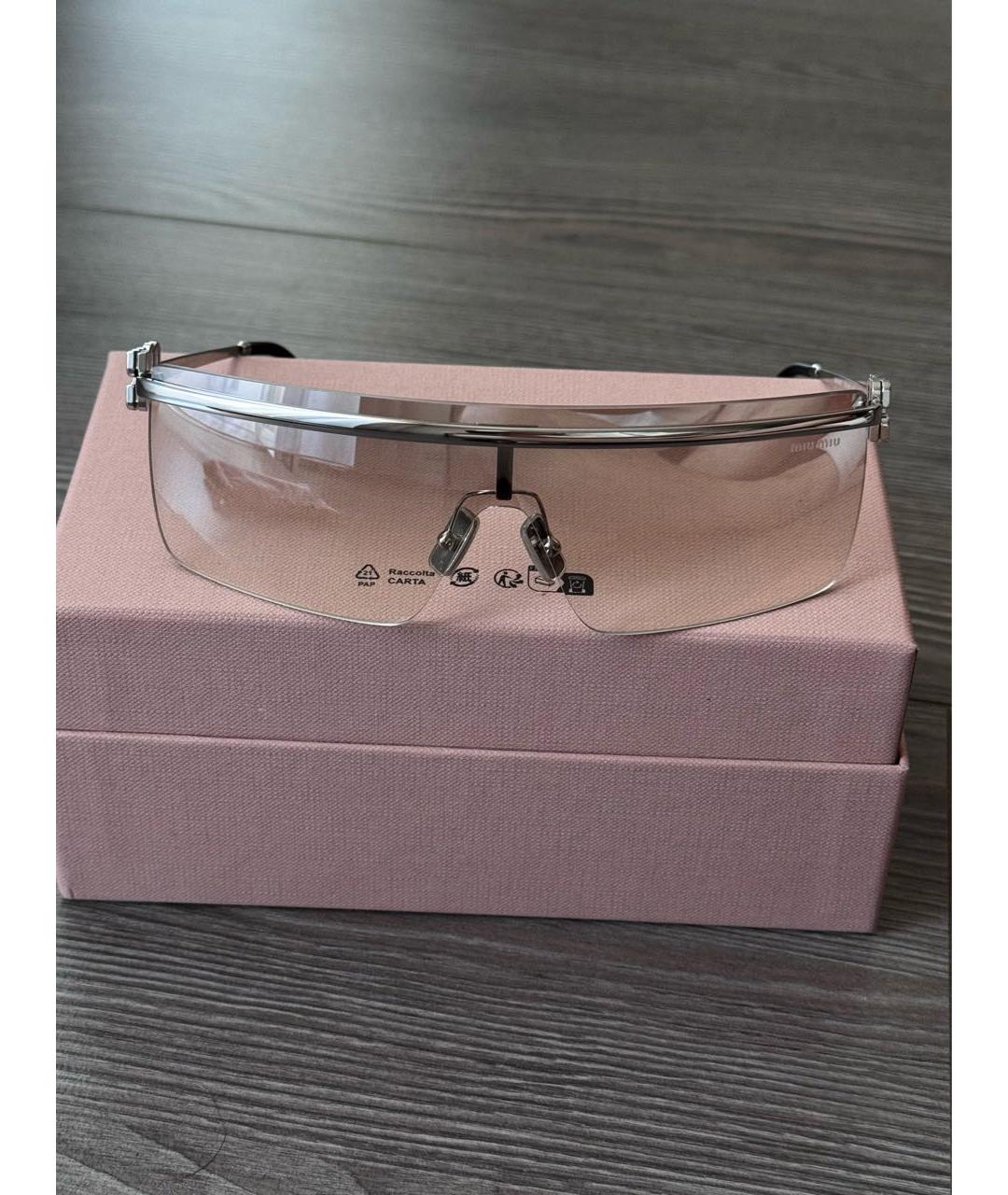 MIU MIU Серебряные металлические солнцезащитные очки, фото 7