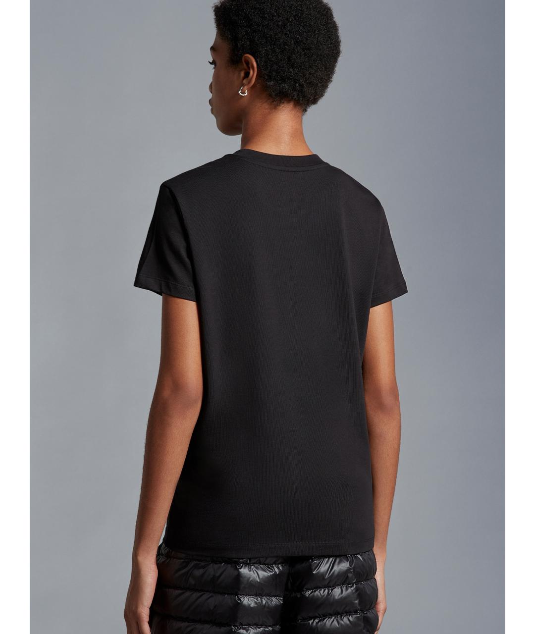 MONCLER Черная хлопковая футболка, фото 3