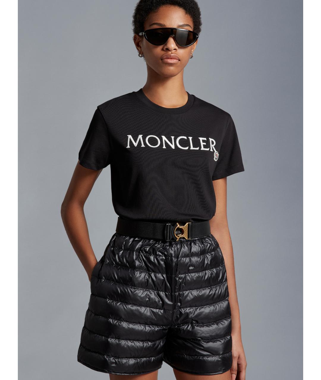 MONCLER Черная хлопковая футболка, фото 2