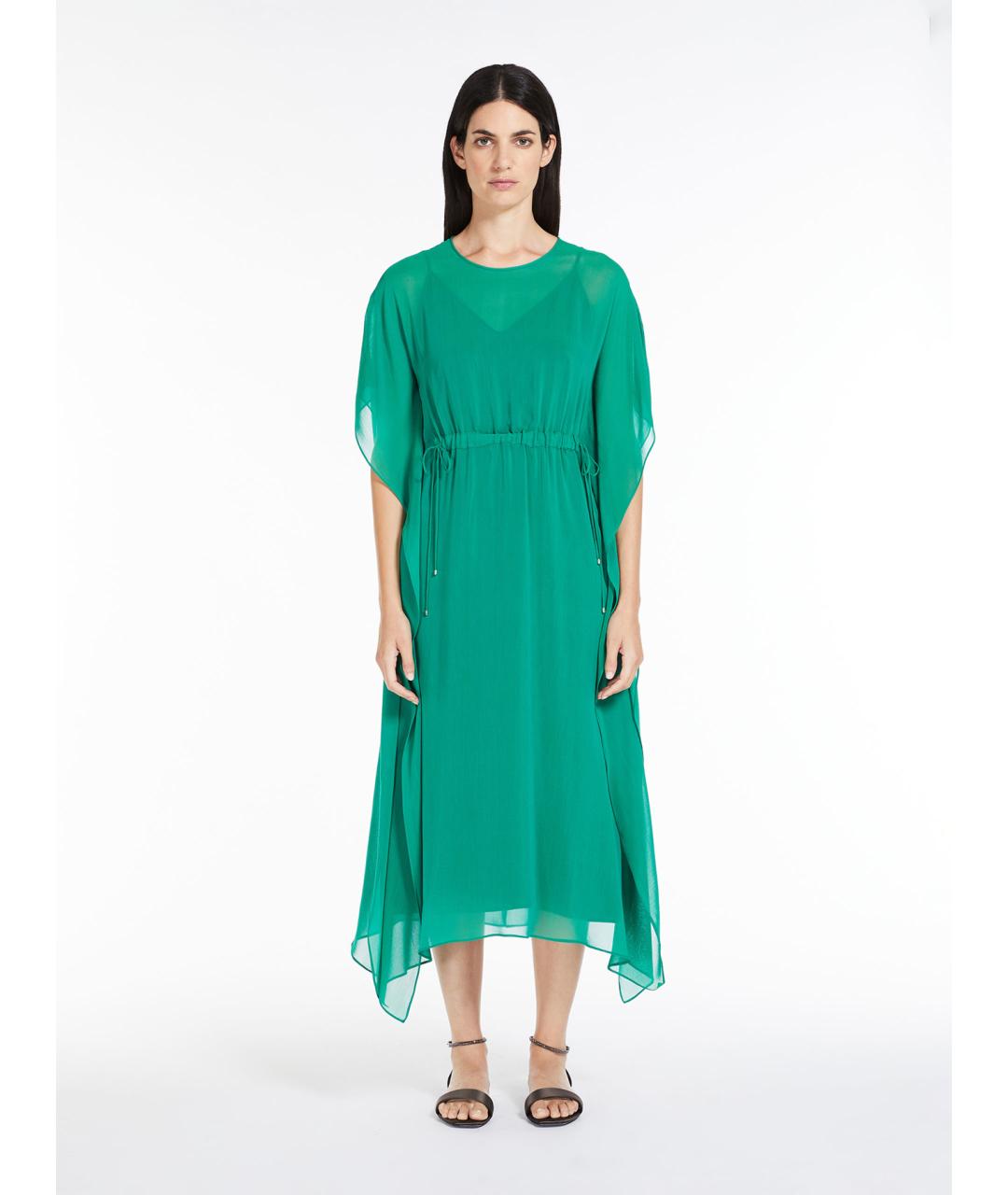 MAX MARA STUDIO Зеленые шелковое повседневное платье, фото 2
