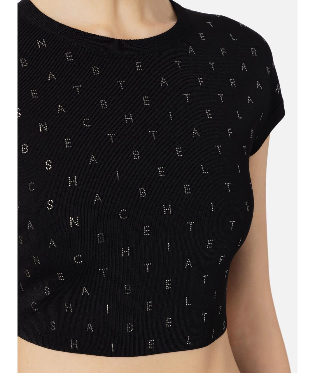 ELISABETTA FRANCHI Черный вискозный джемпер / свитер, фото 2