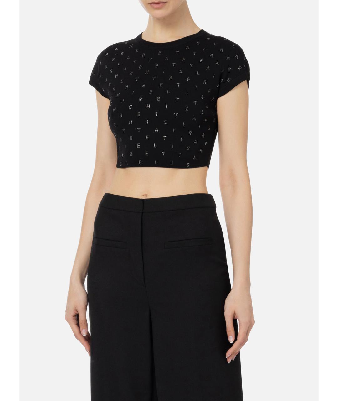 ELISABETTA FRANCHI Черный вискозный джемпер / свитер, фото 4