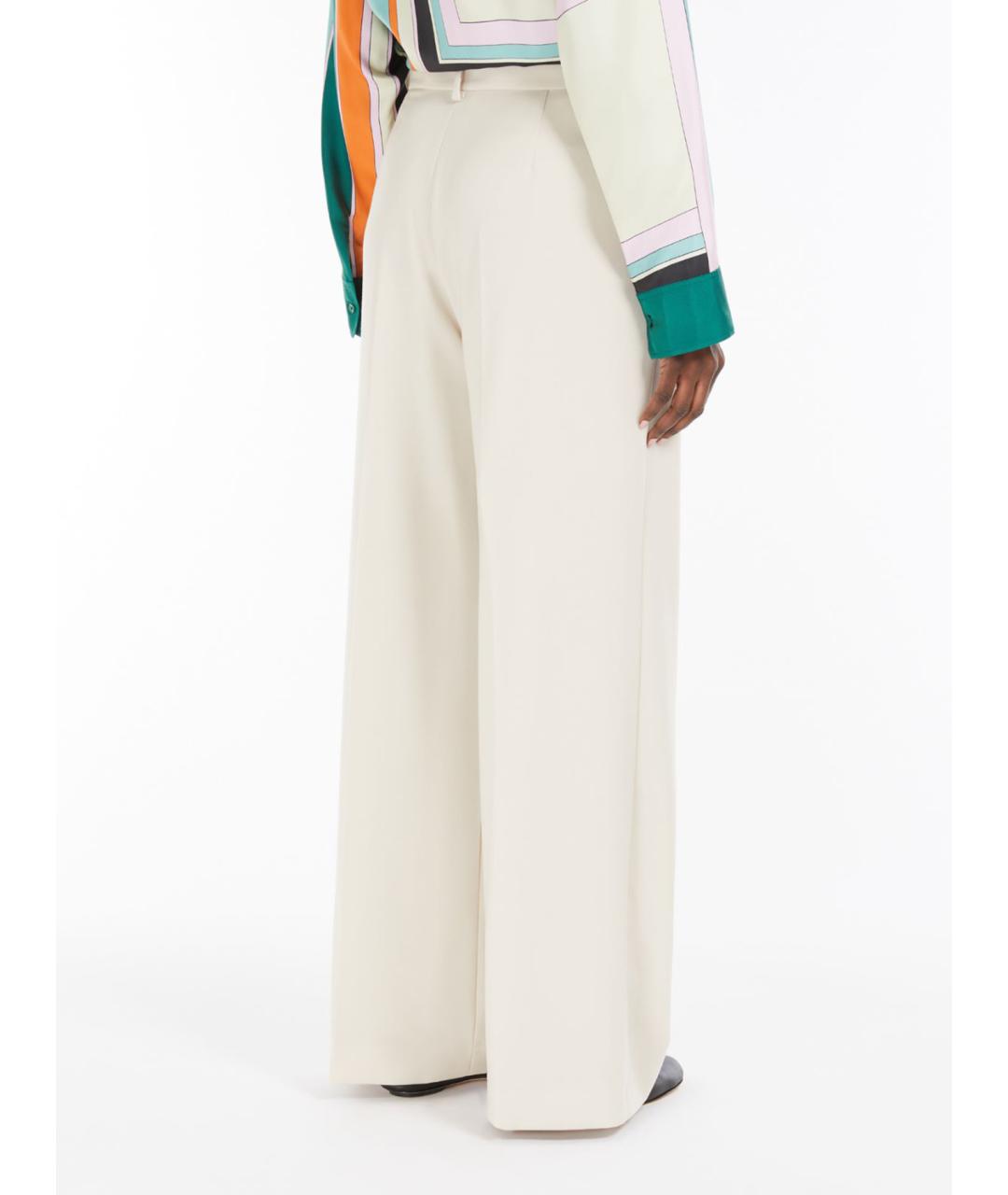 WEEKEND MAX MARA Белые шерстяные брюки широкие, фото 4