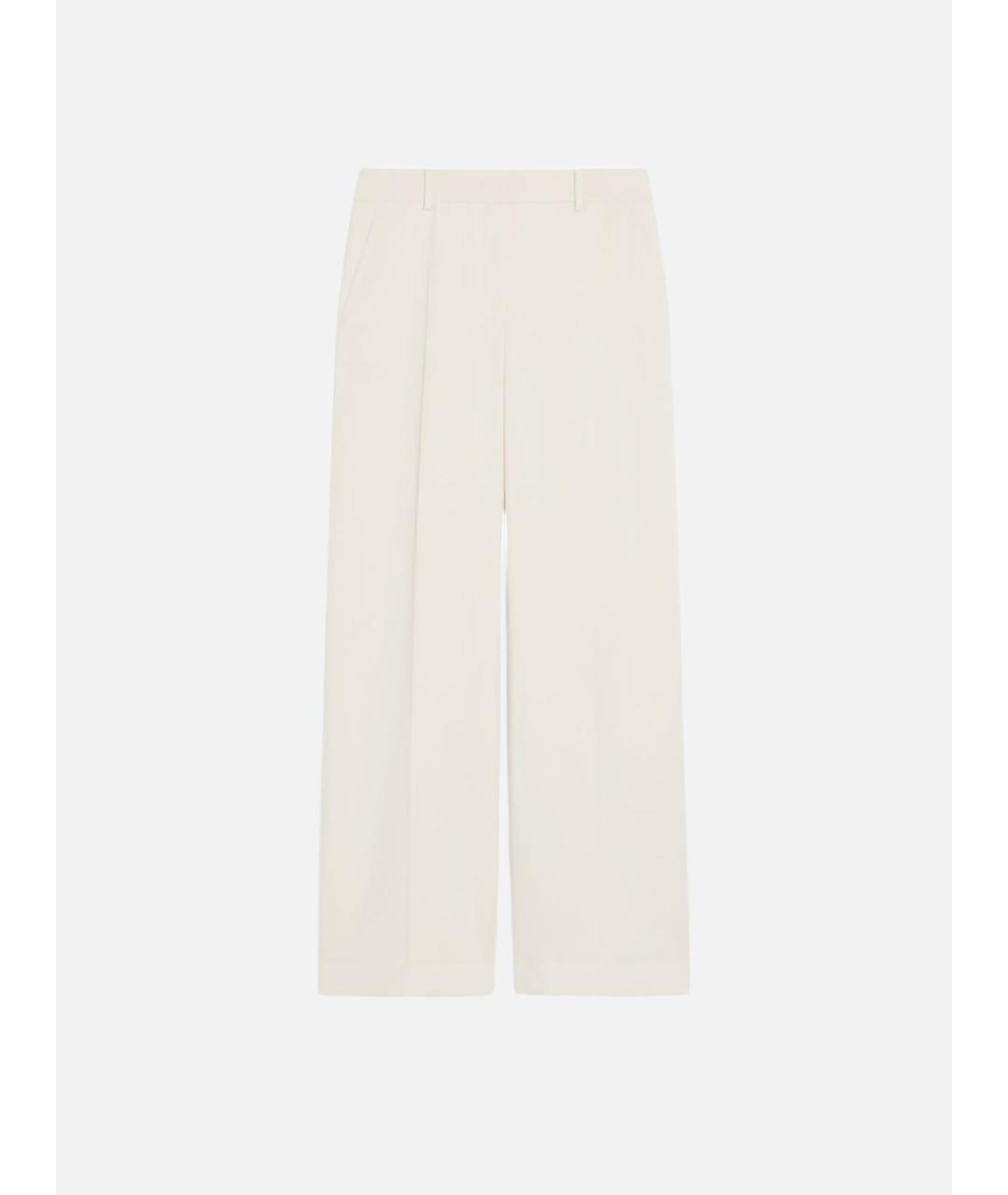 WEEKEND MAX MARA Белые шерстяные брюки широкие, фото 5