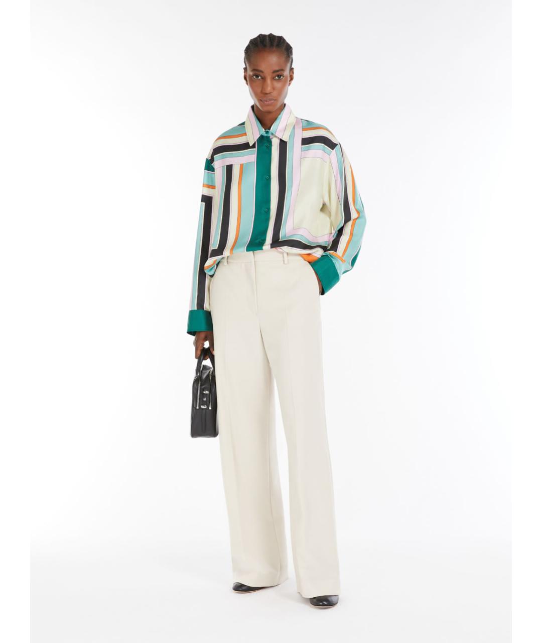 WEEKEND MAX MARA Белые шерстяные брюки широкие, фото 2