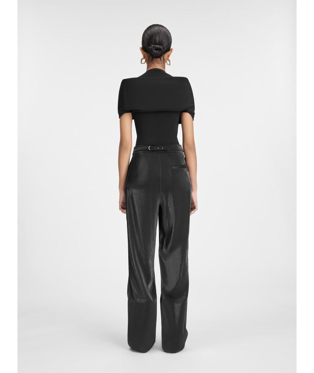 JACQUEMUS Черные вискозные брюки широкие, фото 4