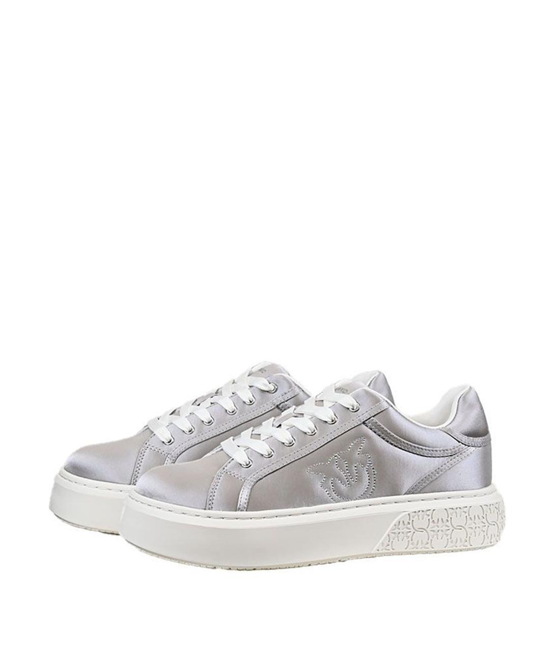 PINKO Серебряные синтетические кеды, фото 3