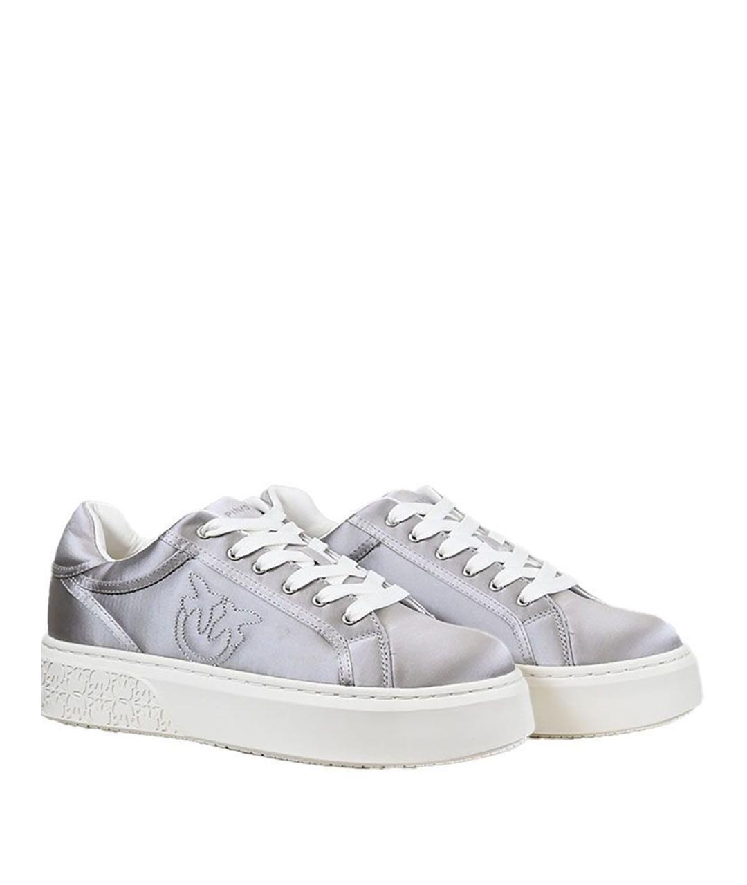 PINKO Серебряные синтетические кеды, фото 2