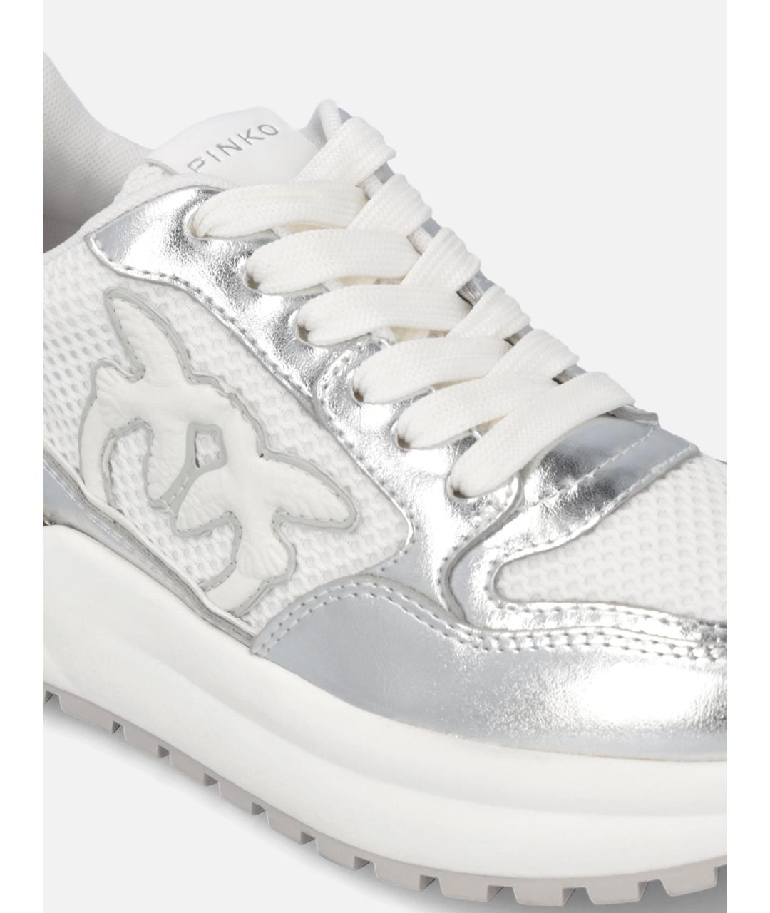 PINKO Серебряные текстильные кроссовки, фото 4
