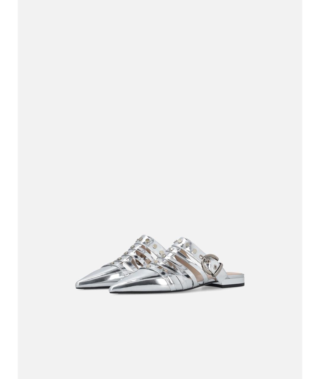 PINKO Серебряные кожаные мюли, фото 7