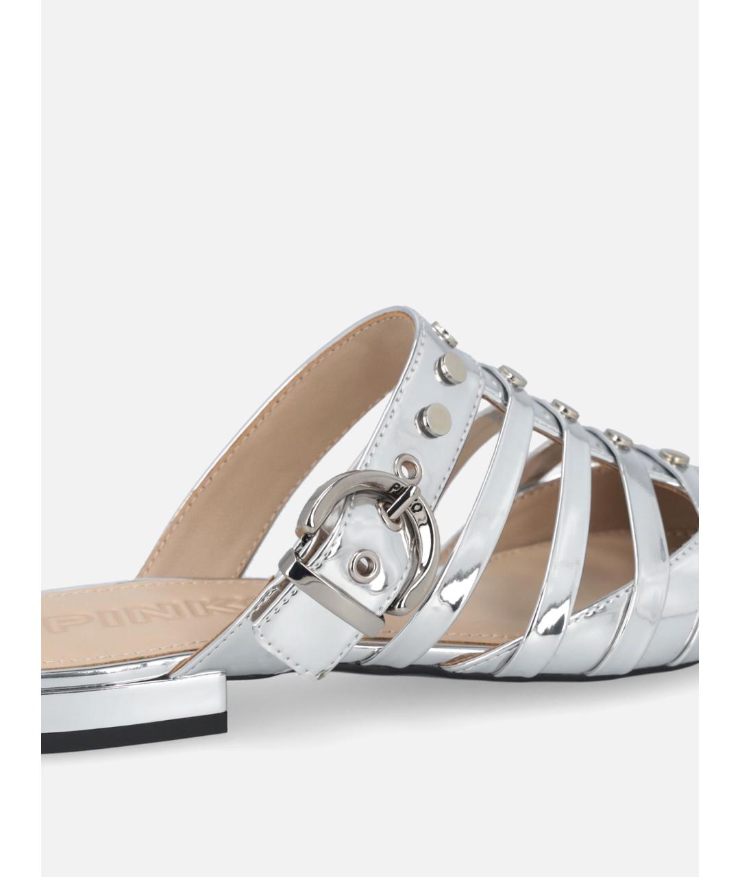 PINKO Серебряные кожаные мюли, фото 4