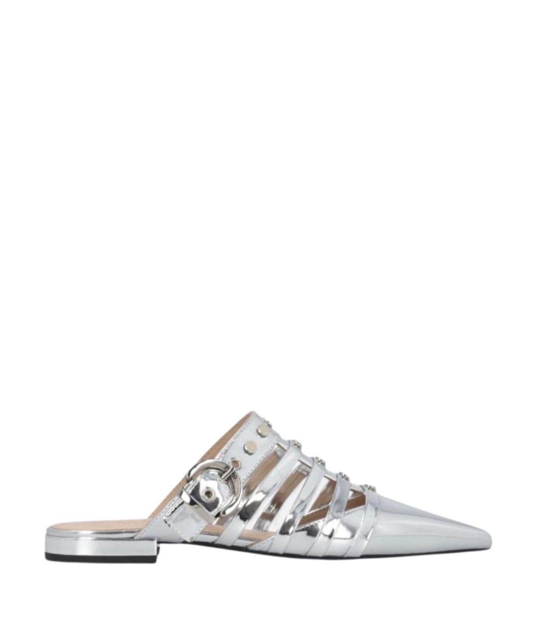 PINKO Серебряные кожаные мюли, фото 1
