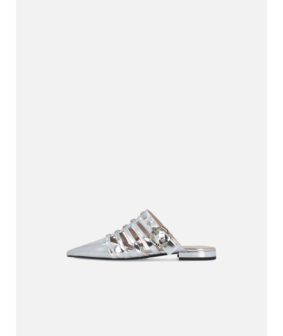 PINKO Серебряные кожаные мюли, фото 6
