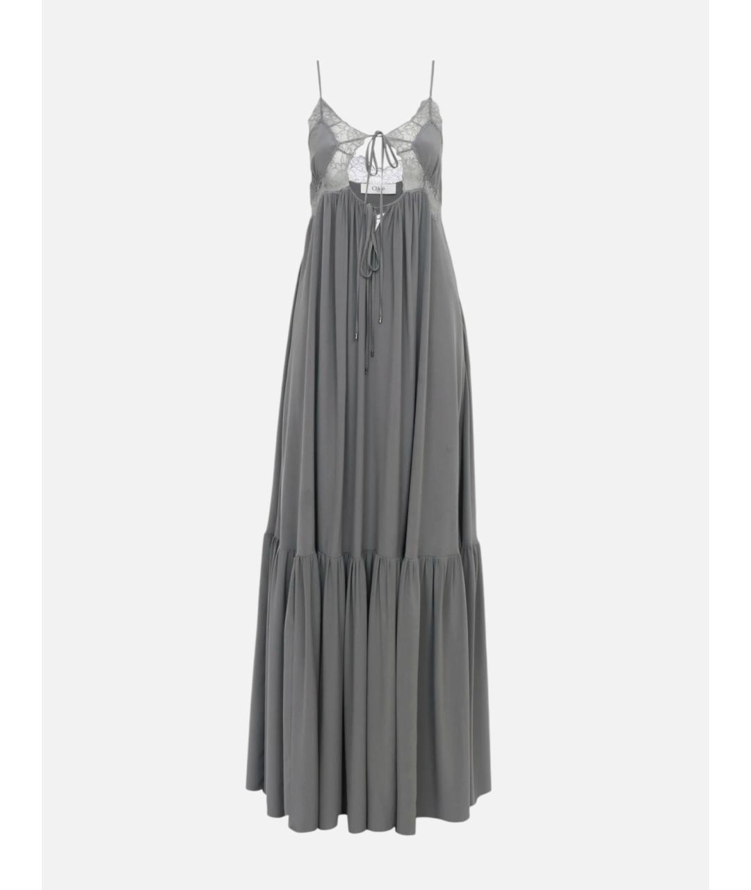CHLOE Серый шелковый сарафан, фото 4