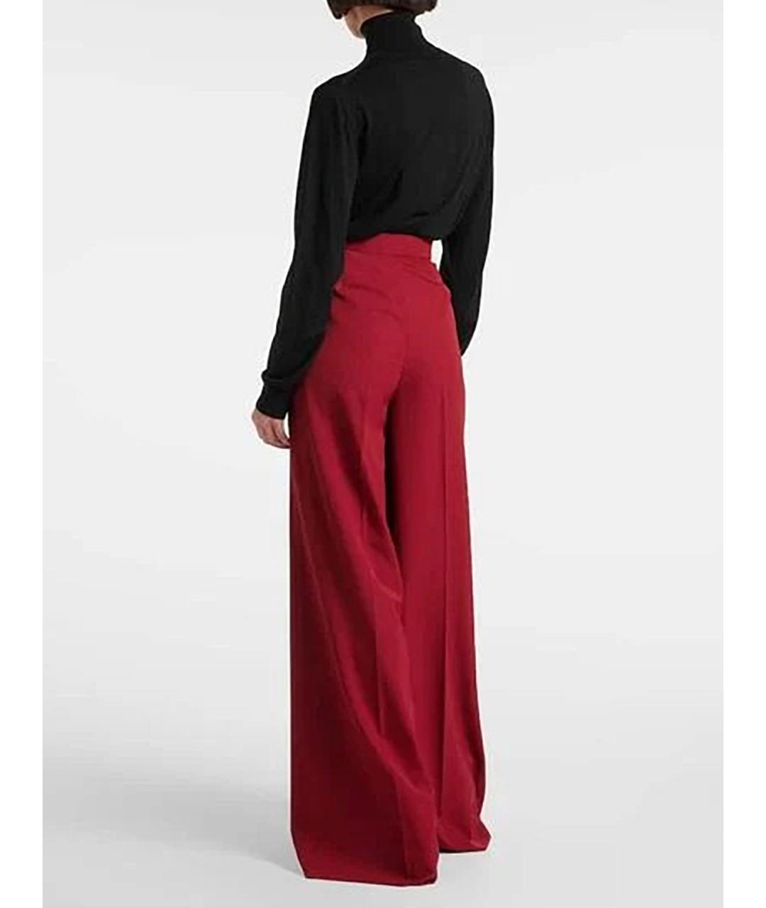MAX MARA Красные шерстяные брюки широкие, фото 4