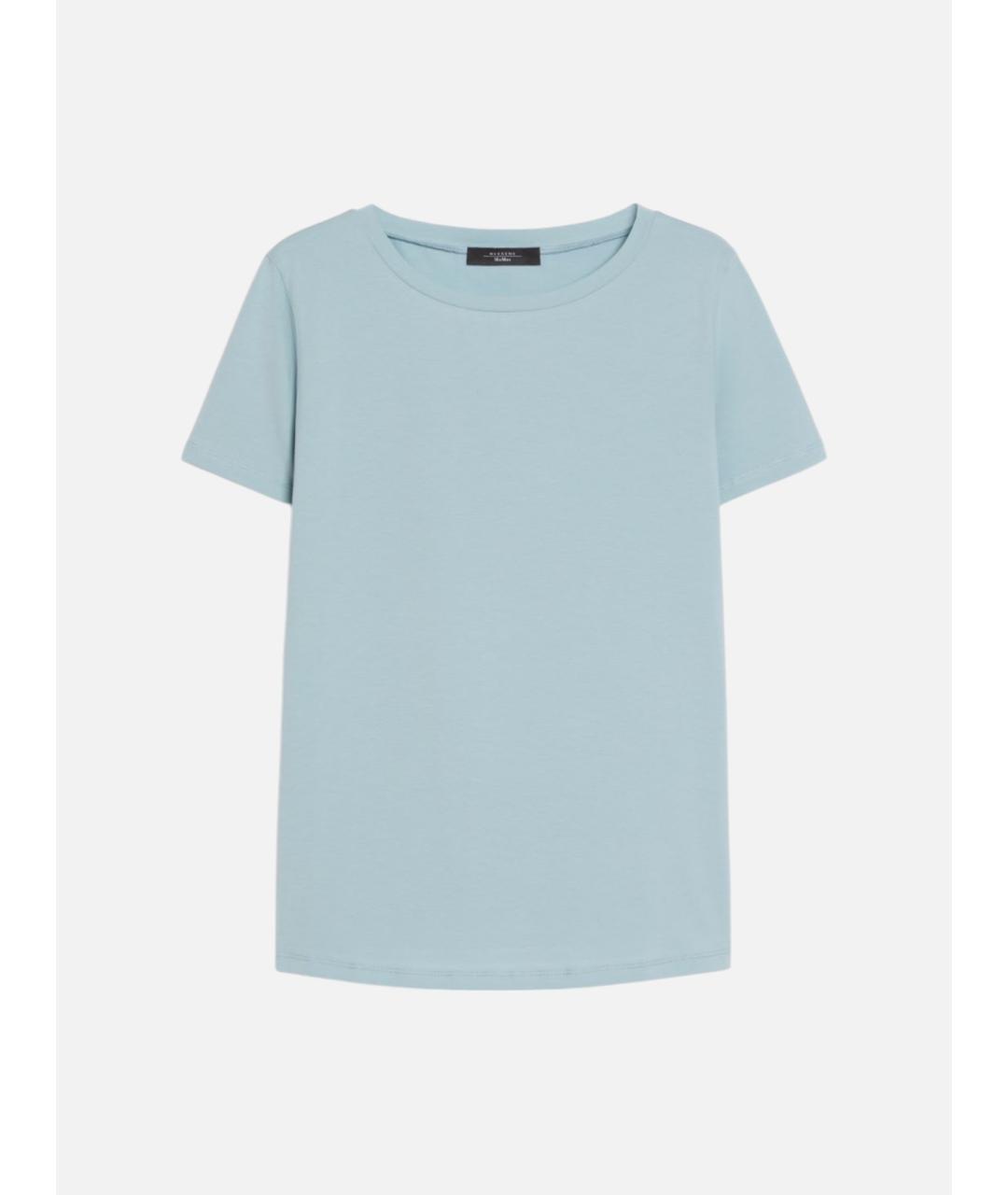 WEEKEND MAX MARA Голубая хлопковая футболка, фото 5