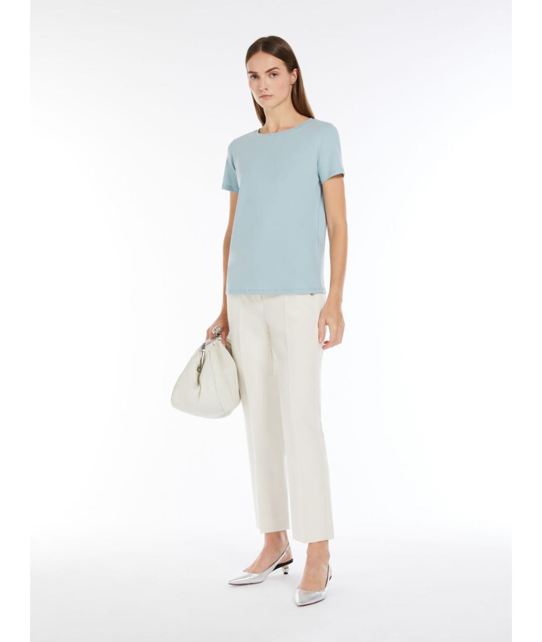 WEEKEND MAX MARA Голубая хлопковая футболка, фото 4