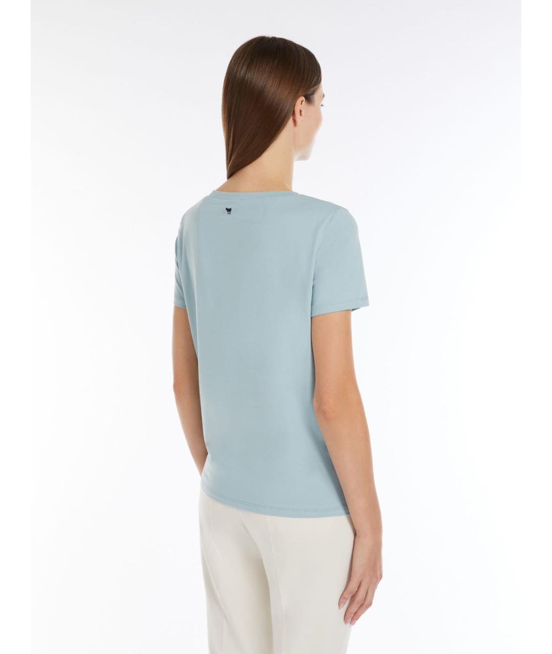 WEEKEND MAX MARA Голубая хлопковая футболка, фото 3
