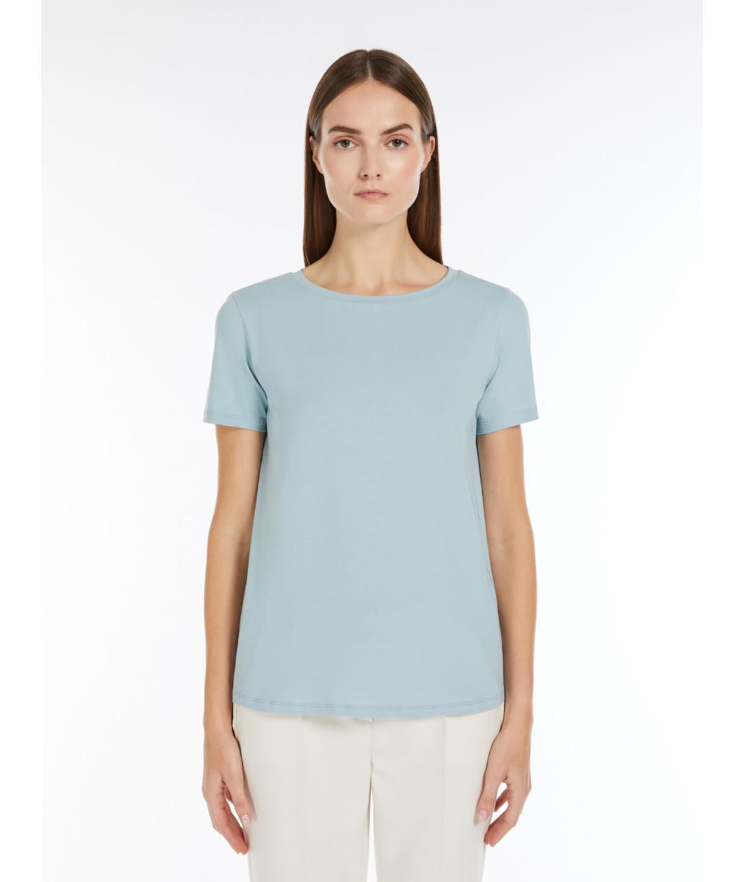 WEEKEND MAX MARA Голубая хлопковая футболка, фото 2