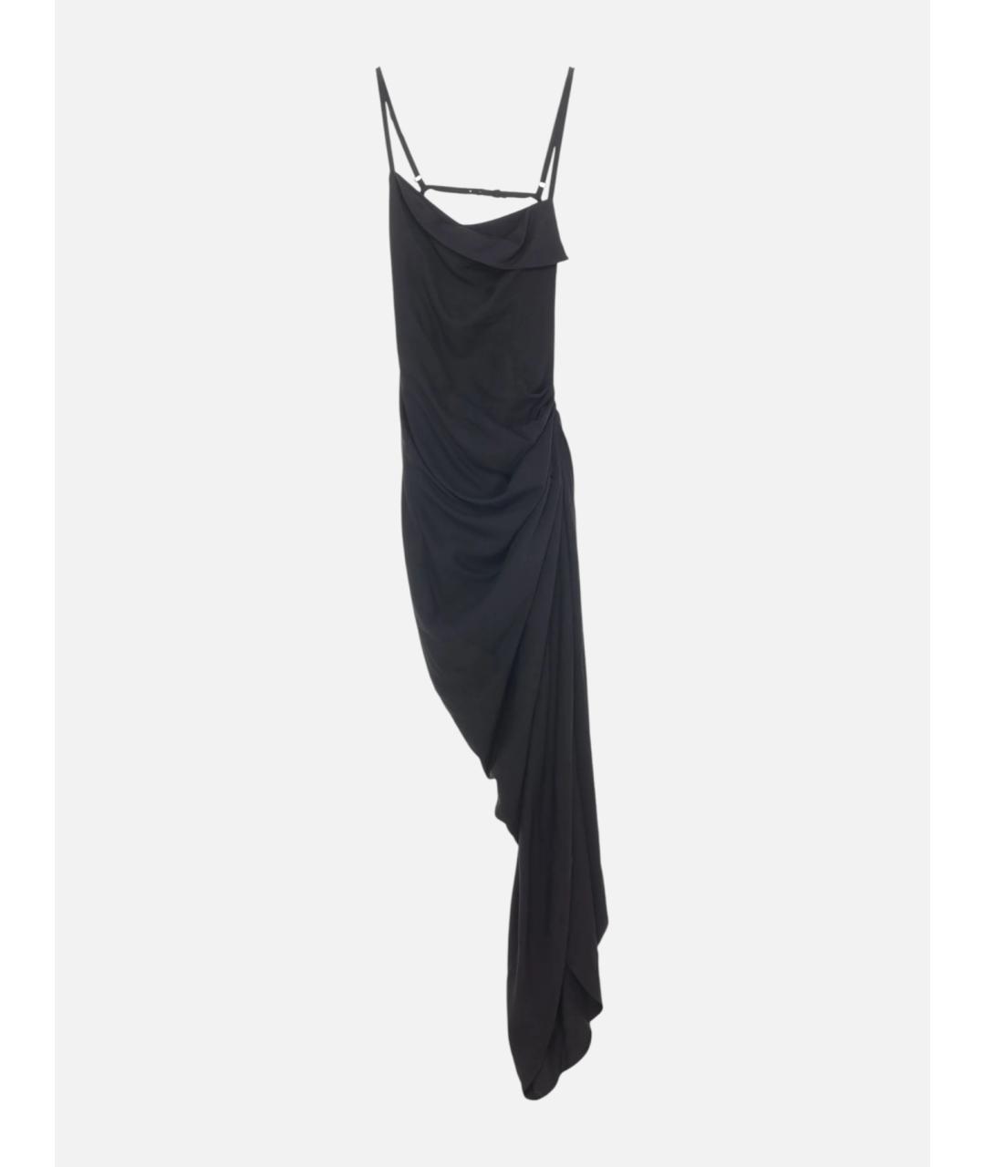 JACQUEMUS Черное вискозное коктейльное платье, фото 5