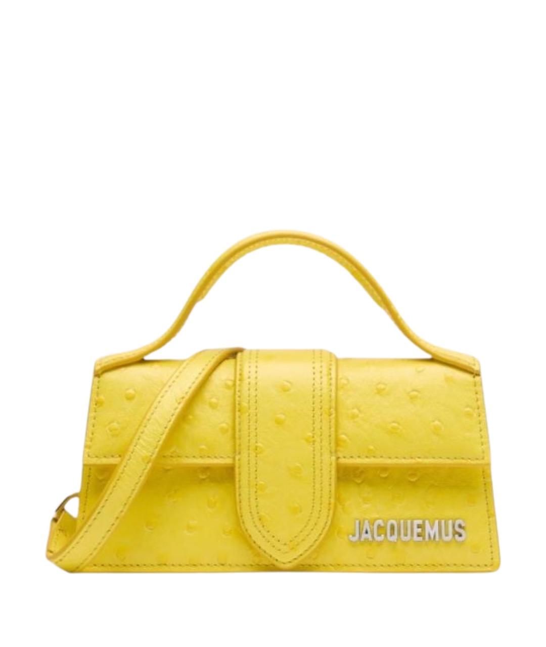 JACQUEMUS Желтая кожаная сумка с короткими ручками, фото 1