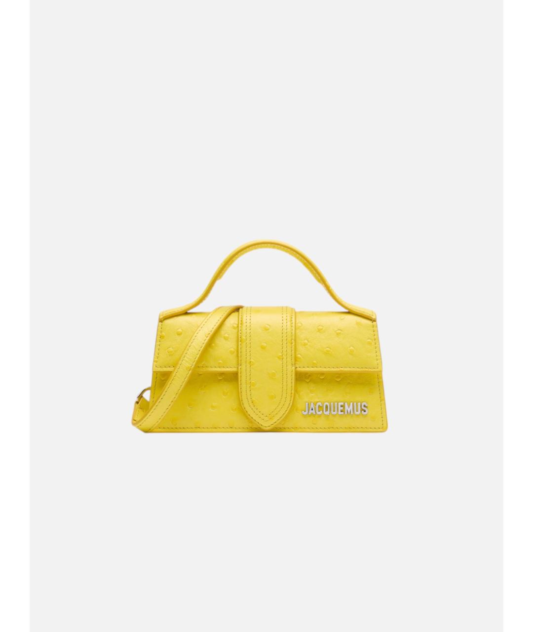 JACQUEMUS Желтая кожаная сумка с короткими ручками, фото 4