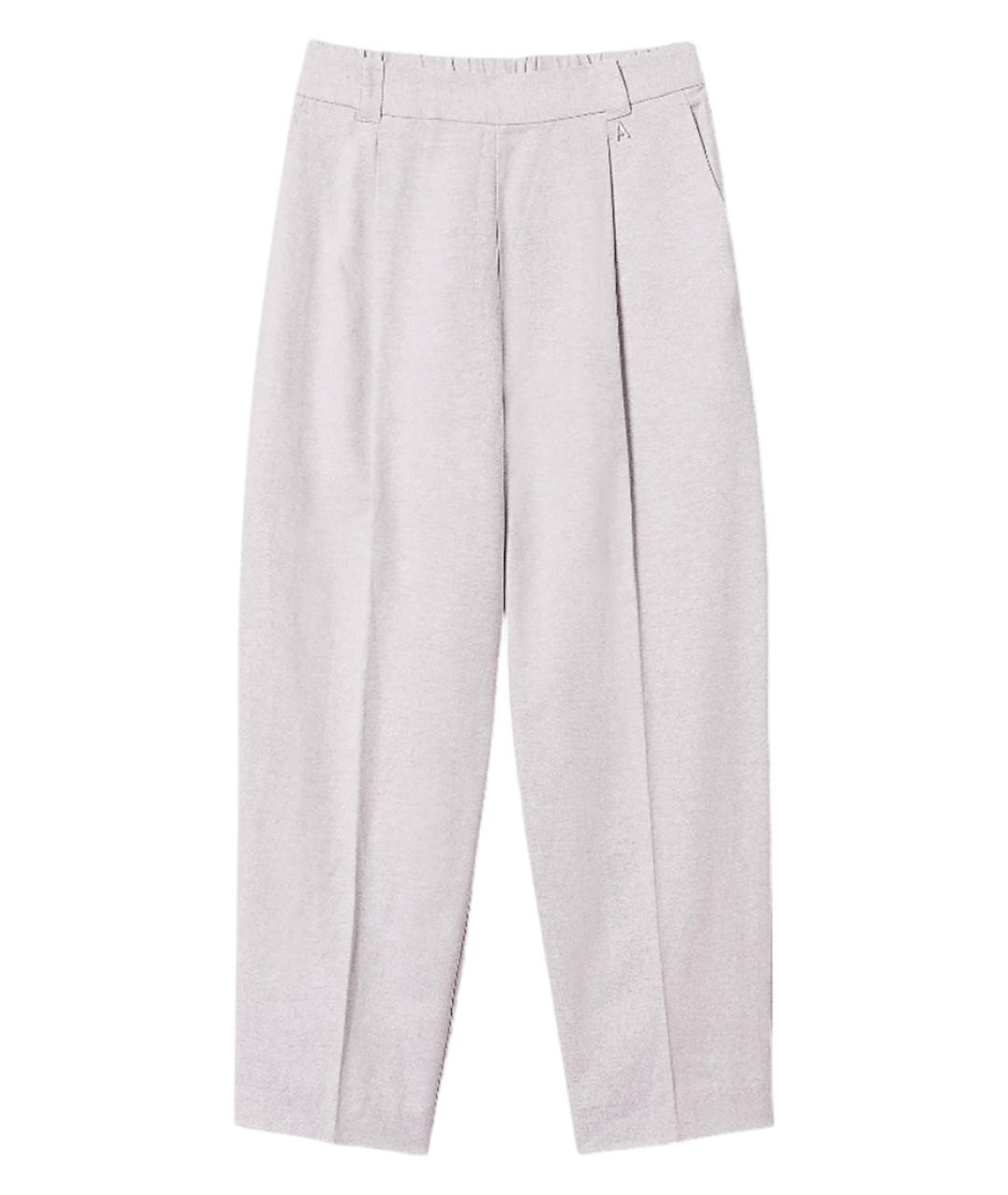 TWIN-SET Серые хлопковые прямые брюки, фото 1