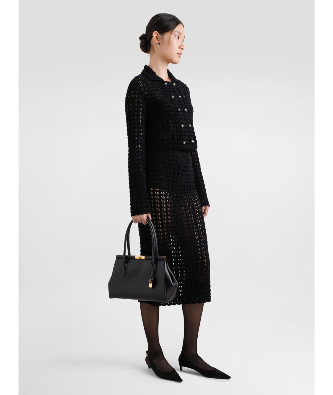 DOLCE&GABBANA Черная кожаная сумка тоут, фото 2