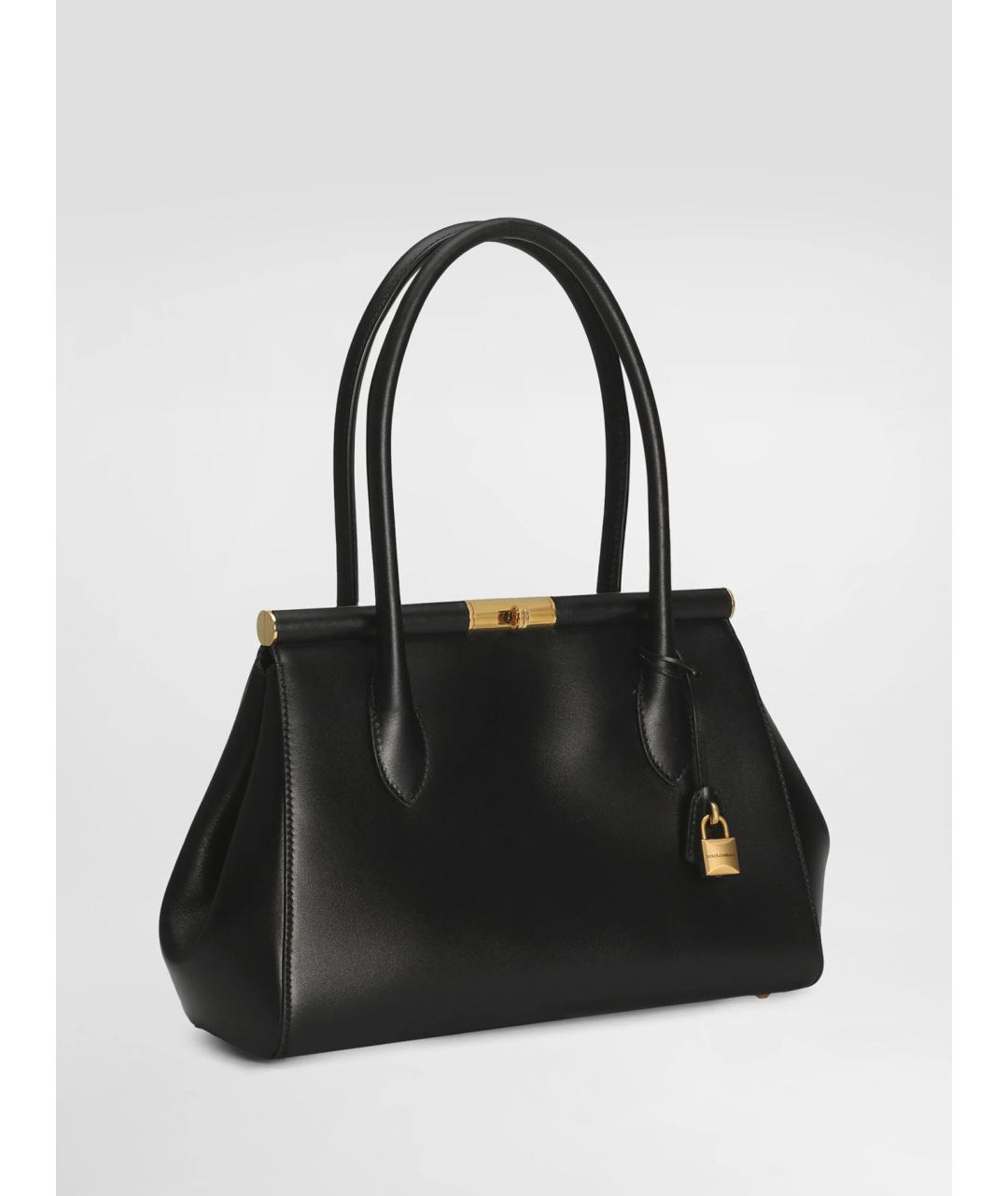 DOLCE&GABBANA Черная кожаная сумка тоут, фото 3