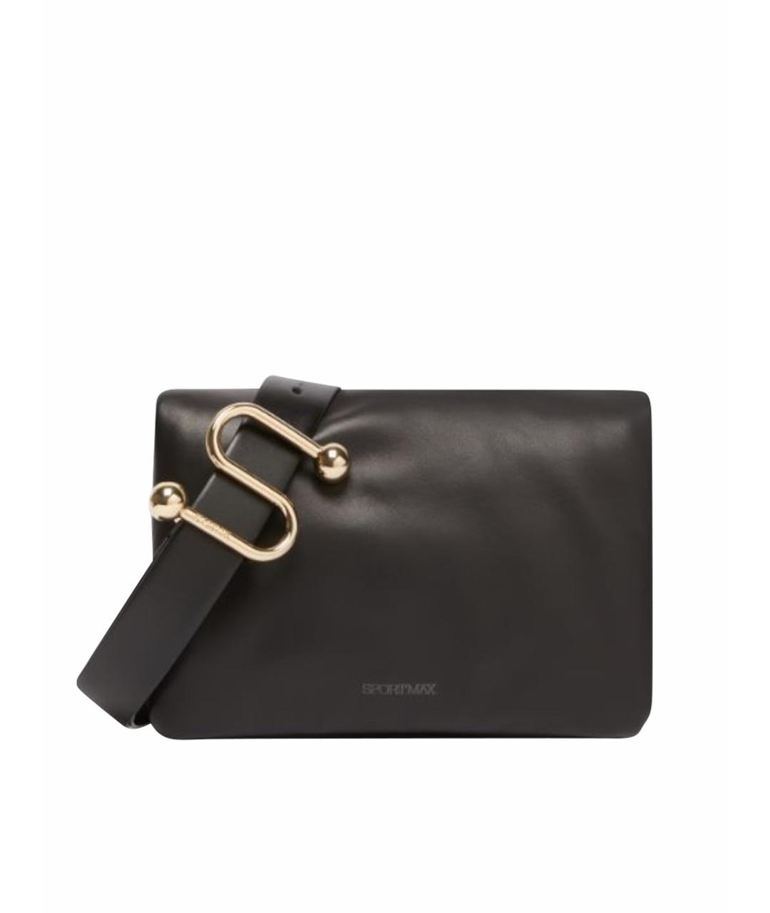 SPORTMAX Черная кожаная сумка через плечо, фото 1