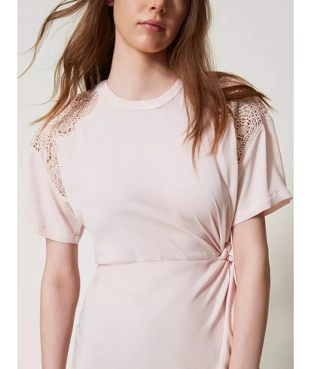 TWIN-SET Розовое полиэстеровое вечернее платье, фото 4