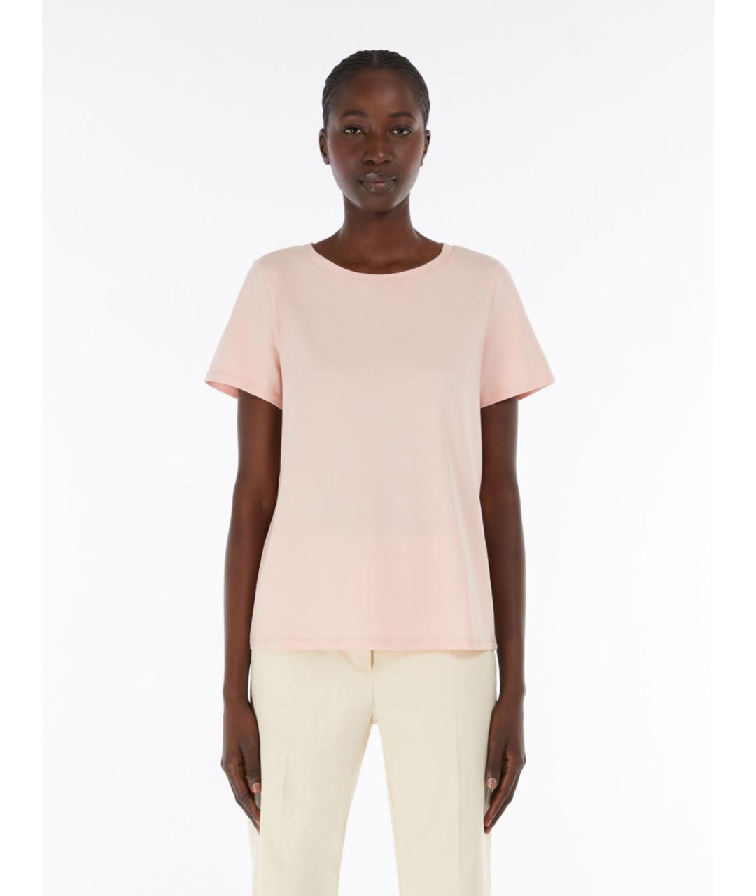 WEEKEND MAX MARA Розовая хлопковая футболка, фото 2