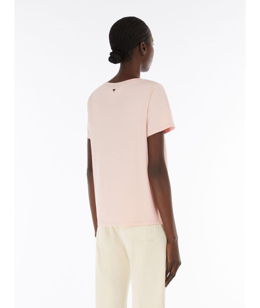 WEEKEND MAX MARA Розовая хлопковая футболка, фото 3