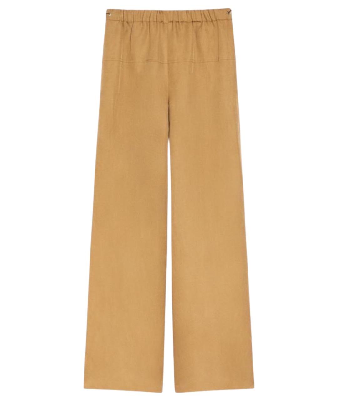 MAX MARA Бежевые шелковые брюки широкие, фото 1