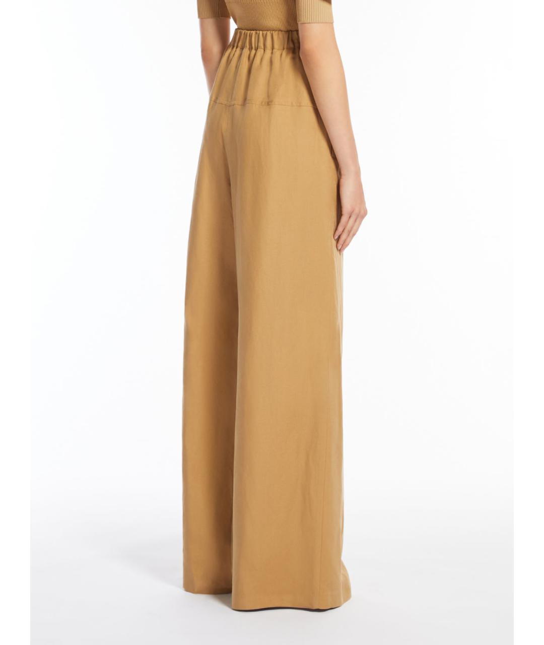 MAX MARA Бежевые шелковые брюки широкие, фото 4