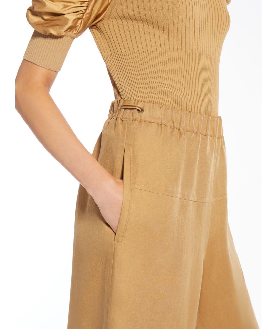 MAX MARA Бежевые шелковые брюки широкие, фото 5