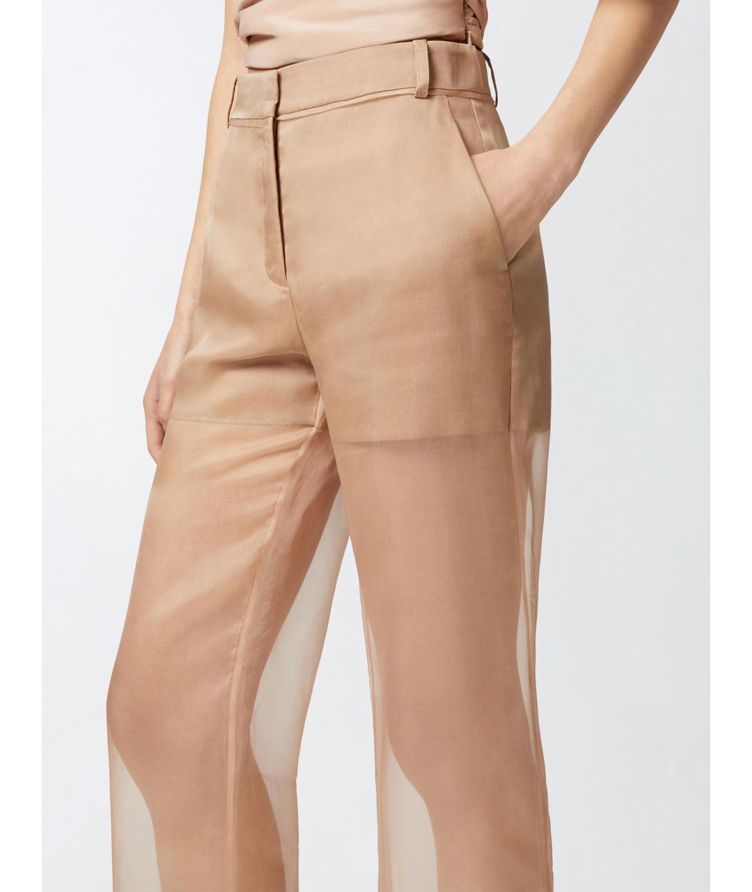 PINKO Бежевые льняные брюки широкие, фото 5