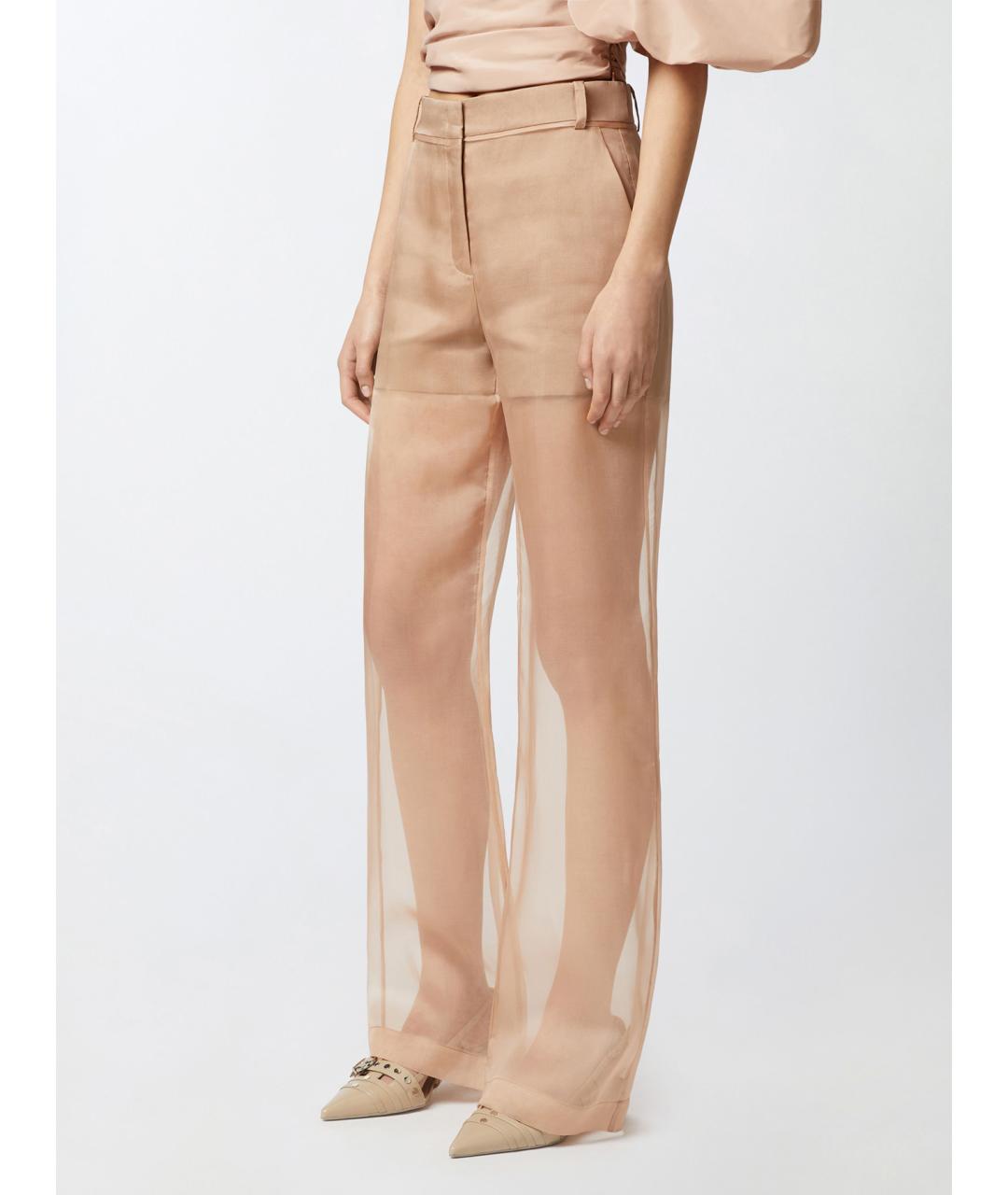 PINKO Бежевые льняные брюки широкие, фото 3
