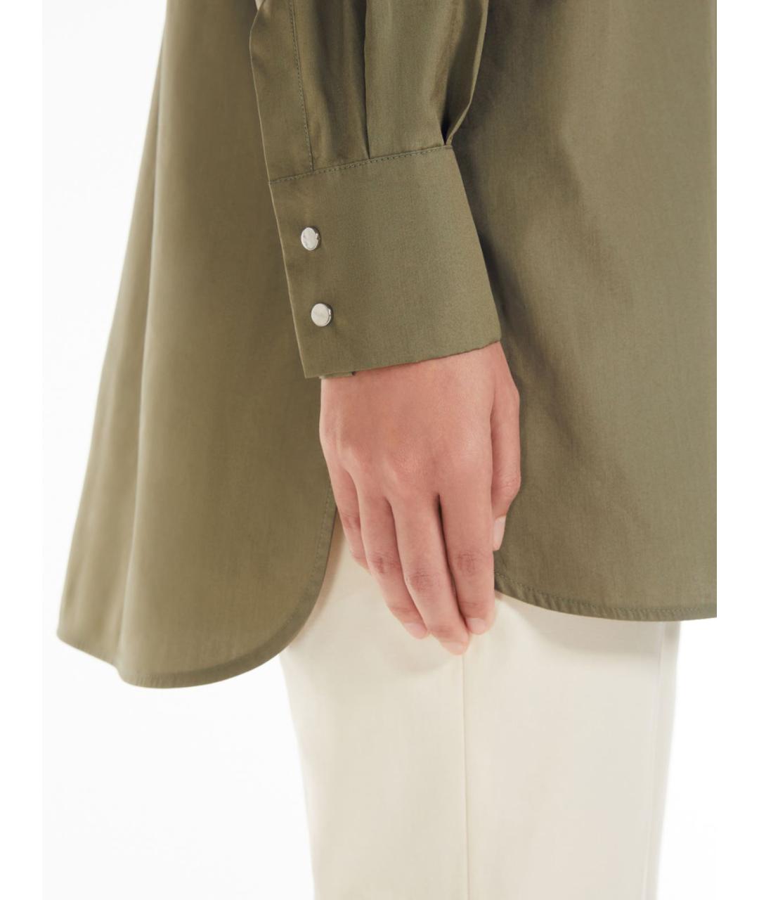 MAX MARA STUDIO Зеленая хлопковая рубашка, фото 3