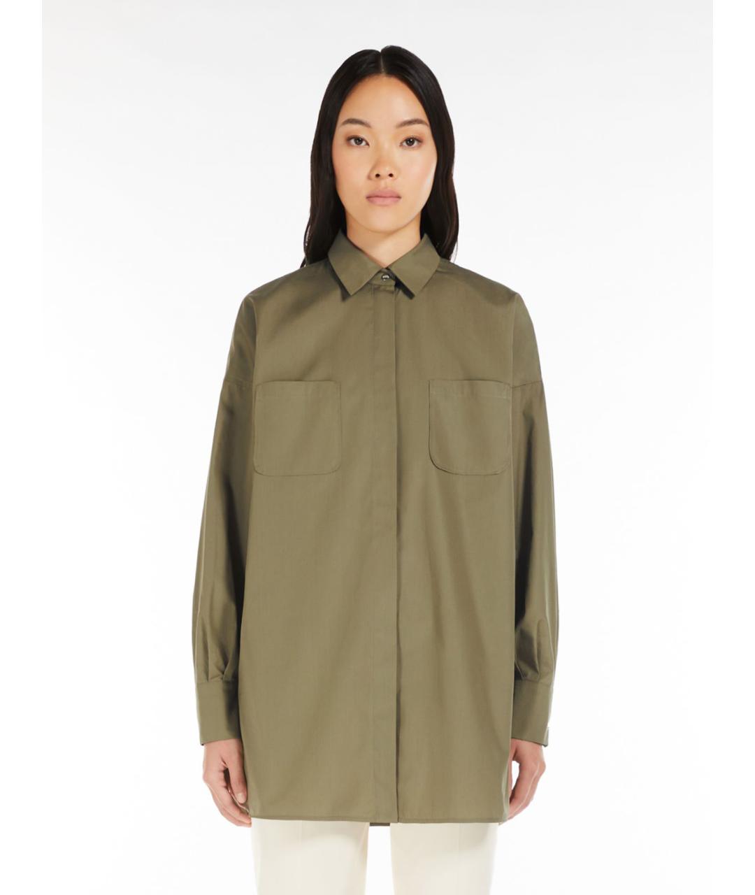 MAX MARA STUDIO Зеленая хлопковая рубашка, фото 5