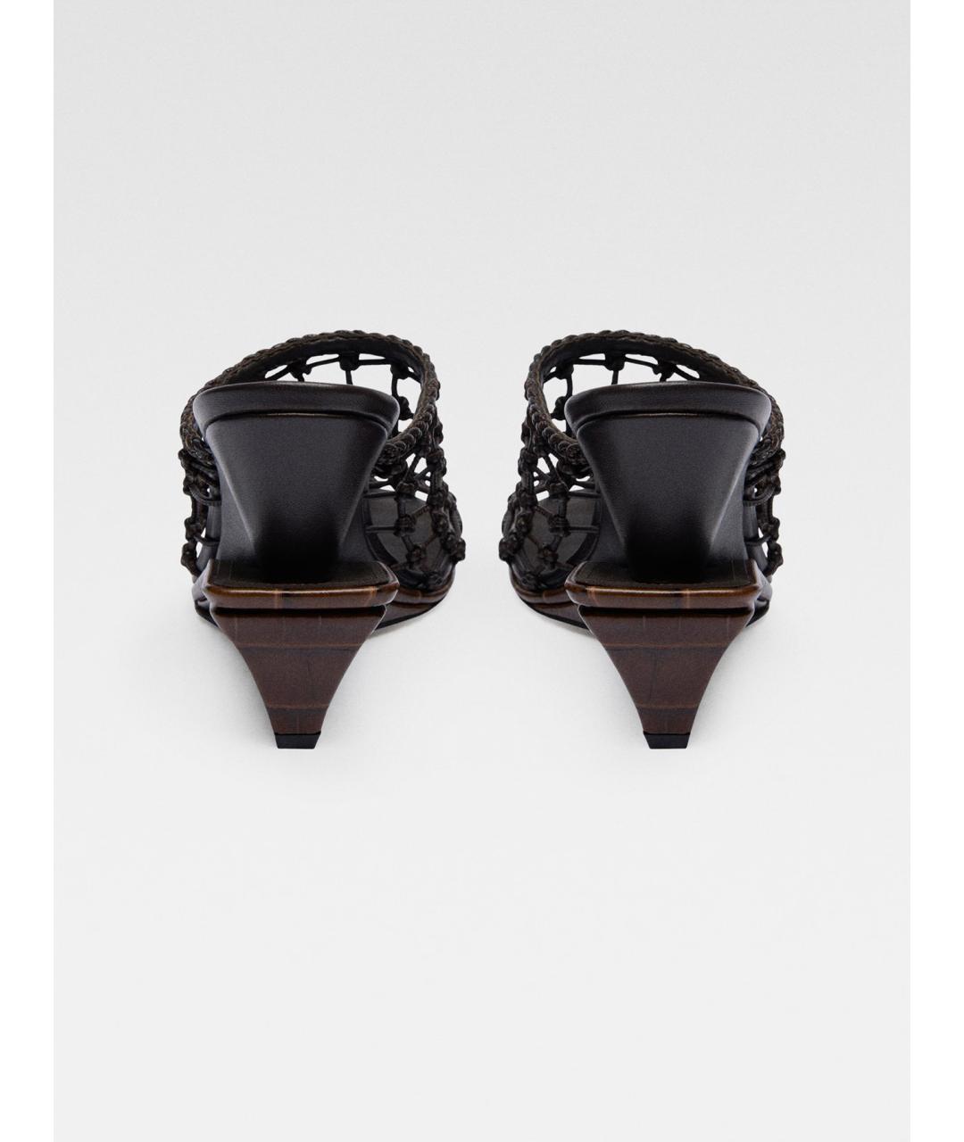 JACQUEMUS Коричневые кожаные мюли, фото 5