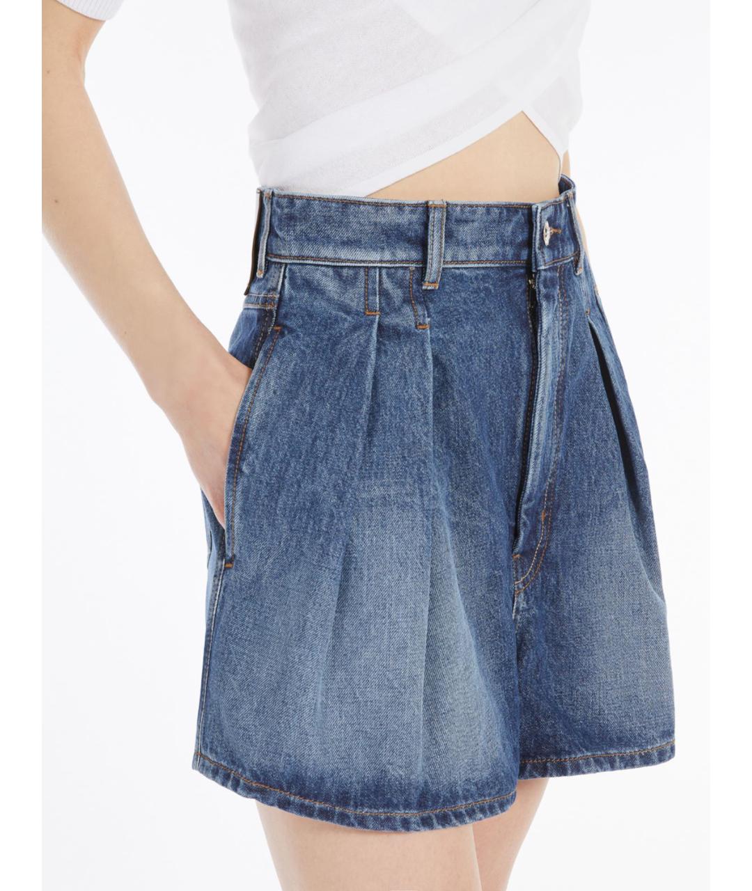 SPORTMAX Синие хлопковые шорты, фото 3