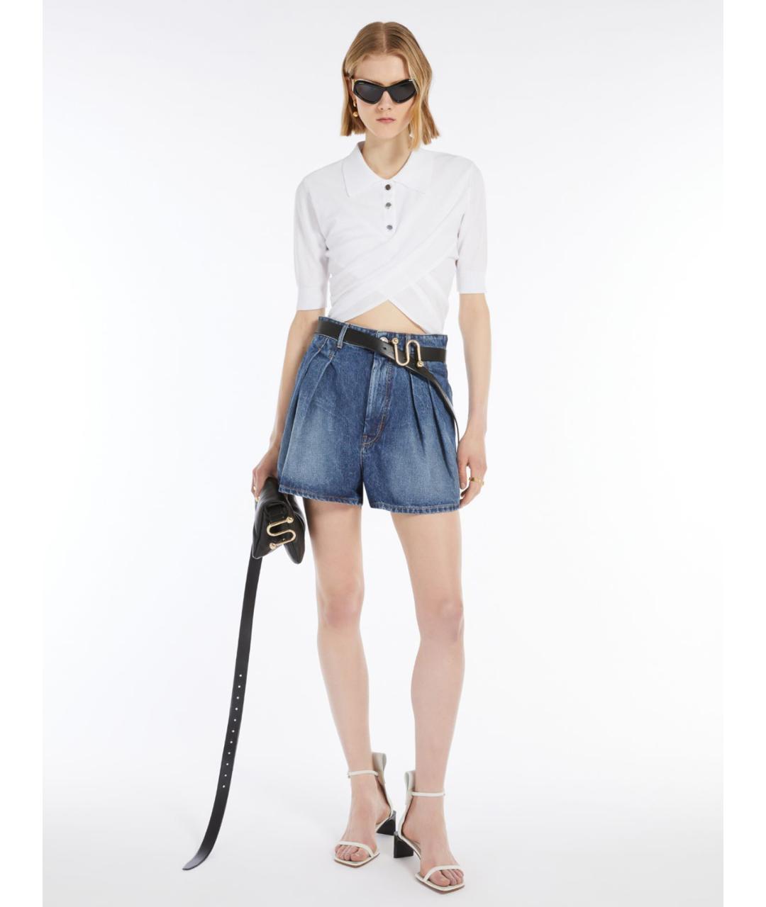 SPORTMAX Синие хлопковые шорты, фото 2