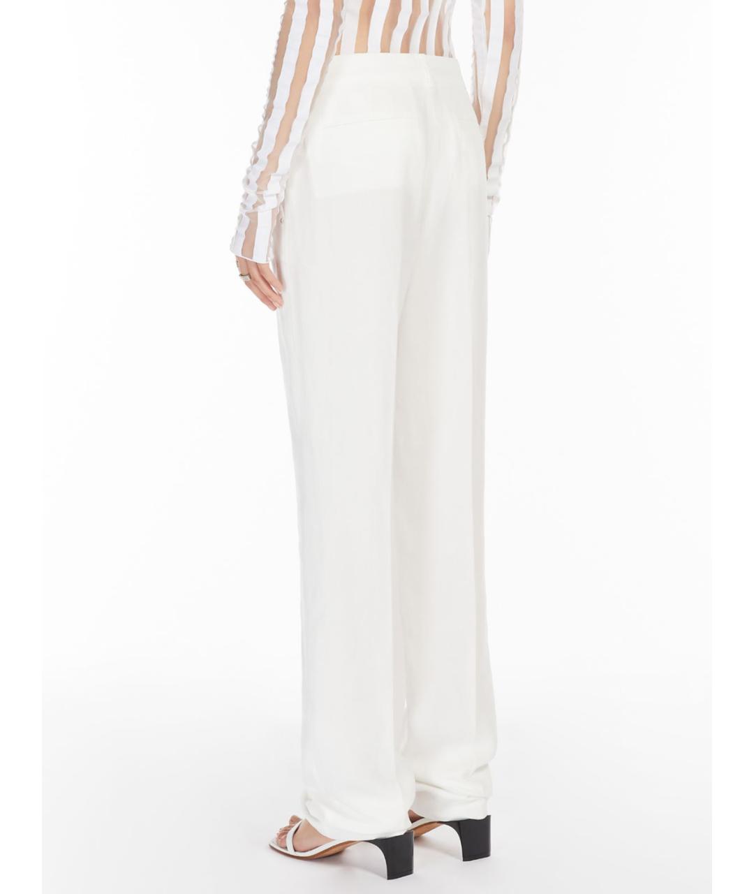 SPORTMAX Белые вискозные прямые брюки, фото 4