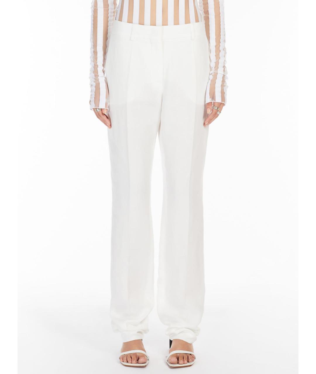 SPORTMAX Белые вискозные прямые брюки, фото 3