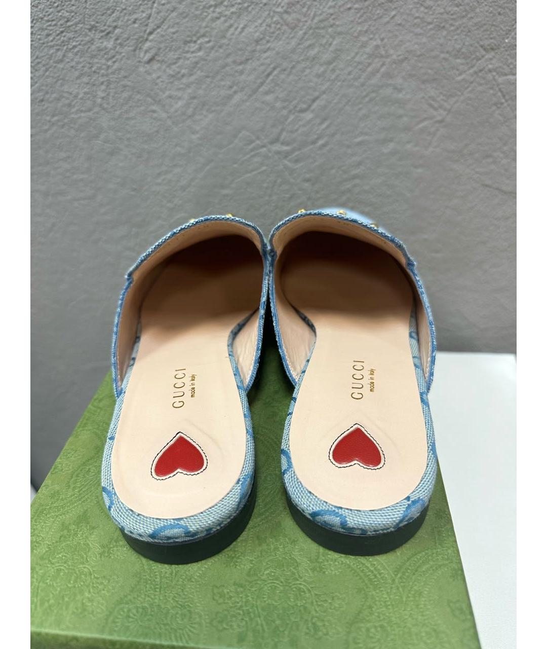 GUCCI Голубые текстильные сабо, фото 4