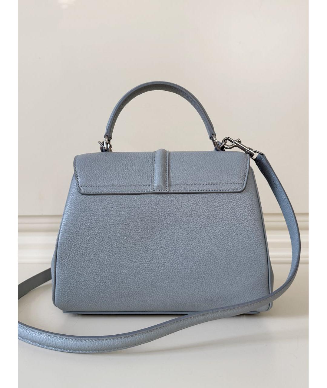 CELINE Голубая кожаная сумка с короткими ручками, фото 2