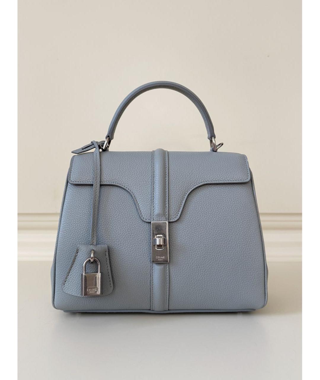 CELINE Голубая кожаная сумка с короткими ручками, фото 4